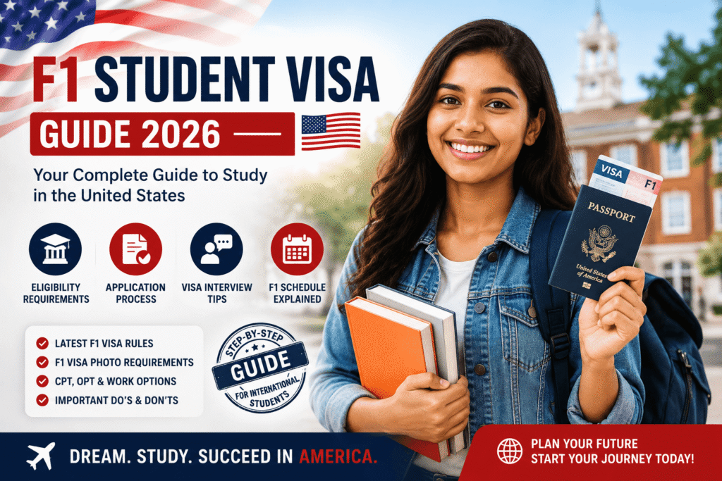 F1 Student Visa Guide 2026 with US University Admission Requirements and Student Visa Process
