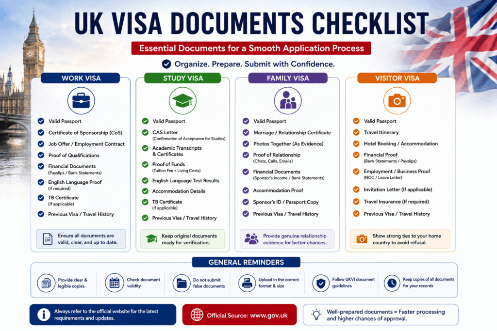 UK Visa Documents Needed Checklist for First Time Applicants